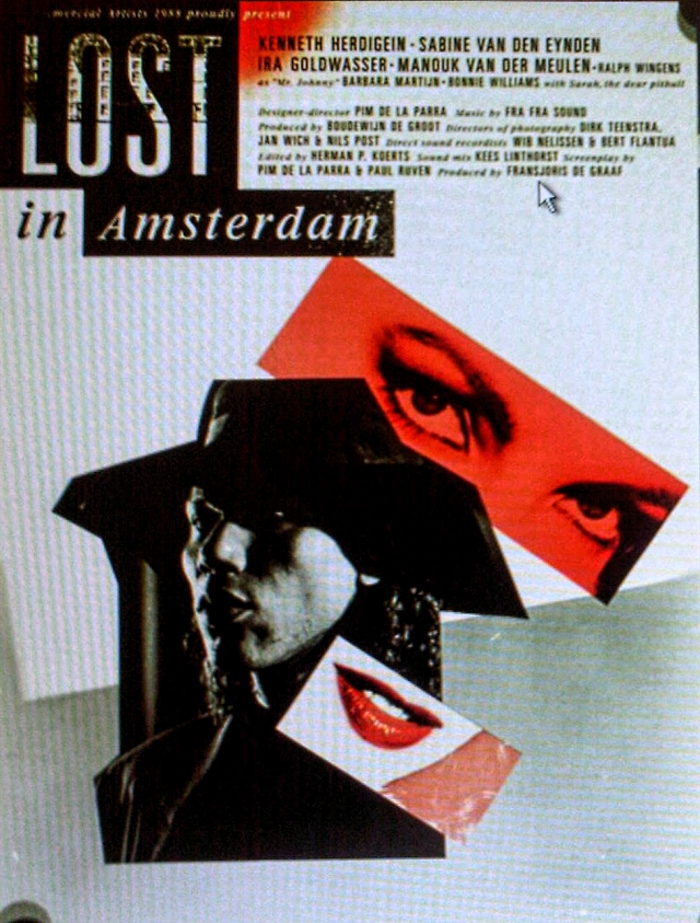 Figure 6. The original film poster of De la Parra’s first minimal movie, Lost in Amsterdam (1989). ‘I was determined to continue making films outside the regular grant scheme and in order to do so I had to perfect the craft of low-budget filmmaking.’ Design by: Teun Anders and Johan Vigeveno. 
