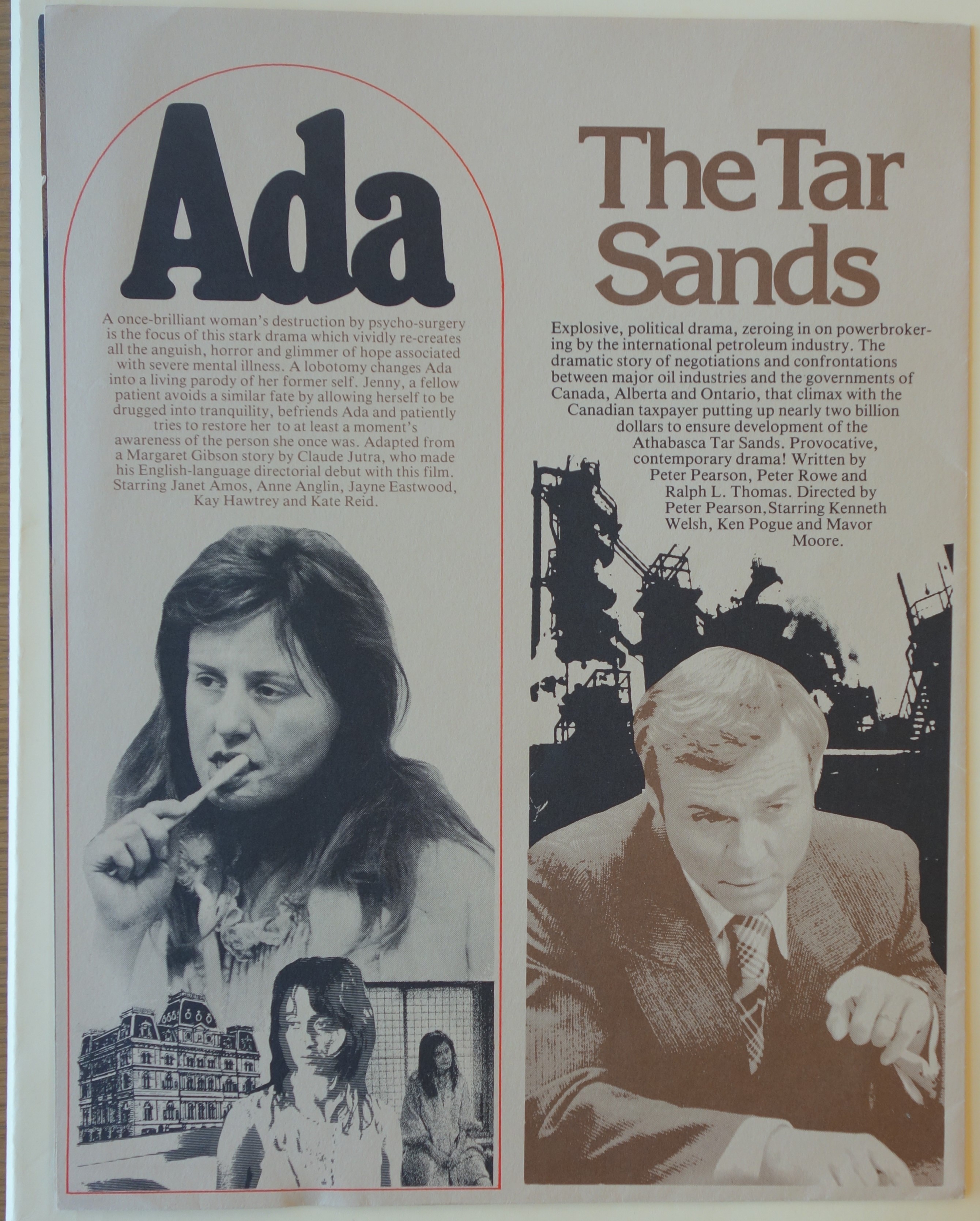 Figure 1: Page from For the Record promotional pamphlet produced by CBC, 1977.